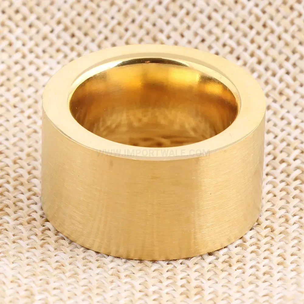 Double Row Cubic Zirconia Gold Stainless Steel Statement Ring