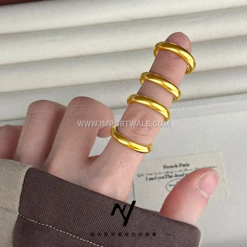Matte Gold Stainless Steel Domed Band Ring