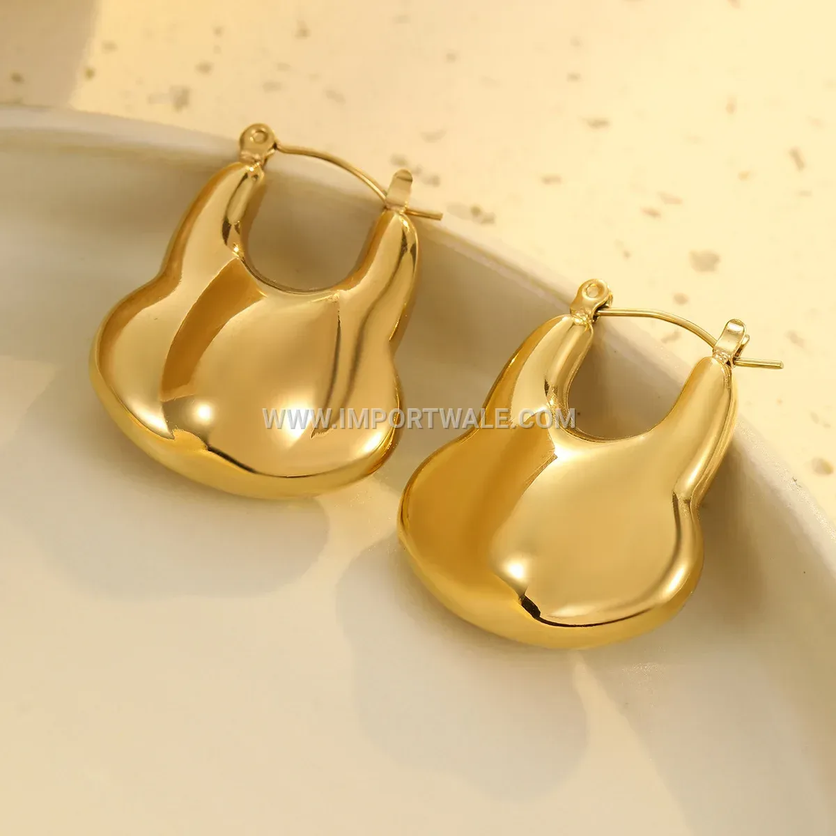 Vintage Style Hollow Gold Tone Titanium Steel Stud Earrings with Zircon