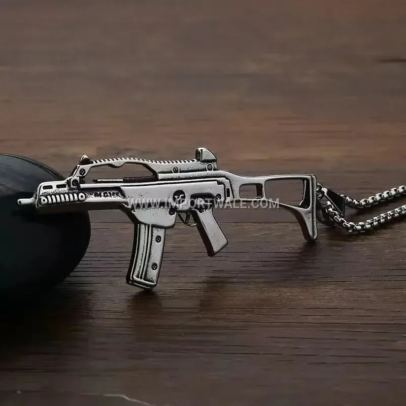 Punk Style Stainless Steel Submachine Gun Pendant