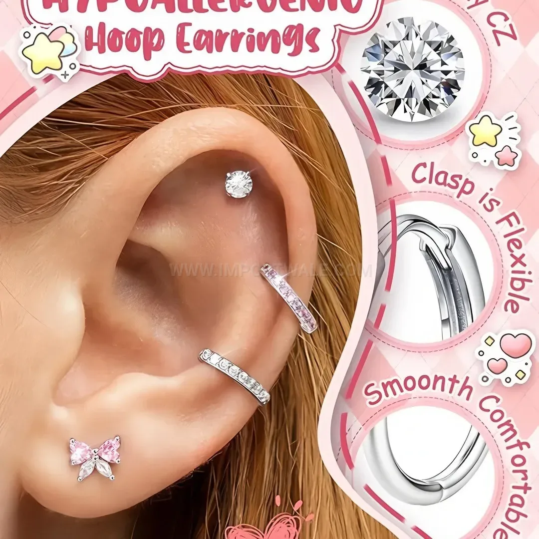 Modern Colorful Zircon Star and Butterfly Stainless Steel Earring Set