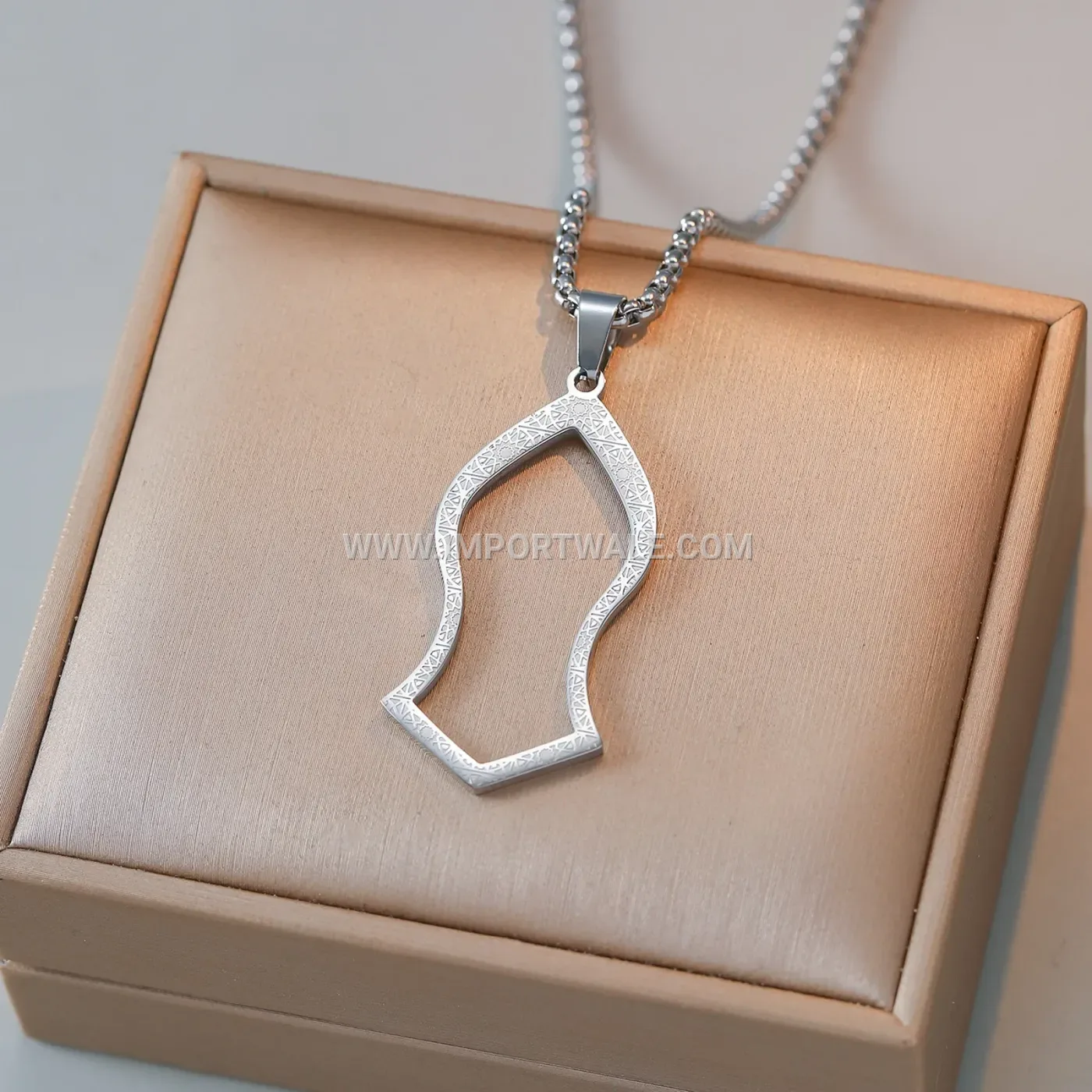 Stainless Steel Islamic Calligraphy Calabash Pendant Necklace