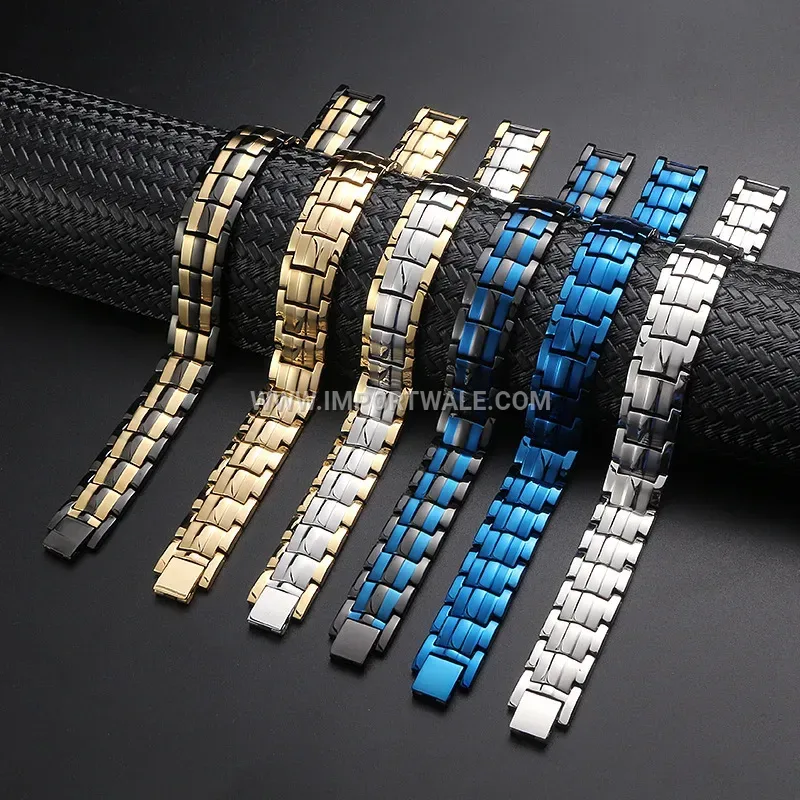 Geometric Line Titanium Steel Magnetic Link Bracelet