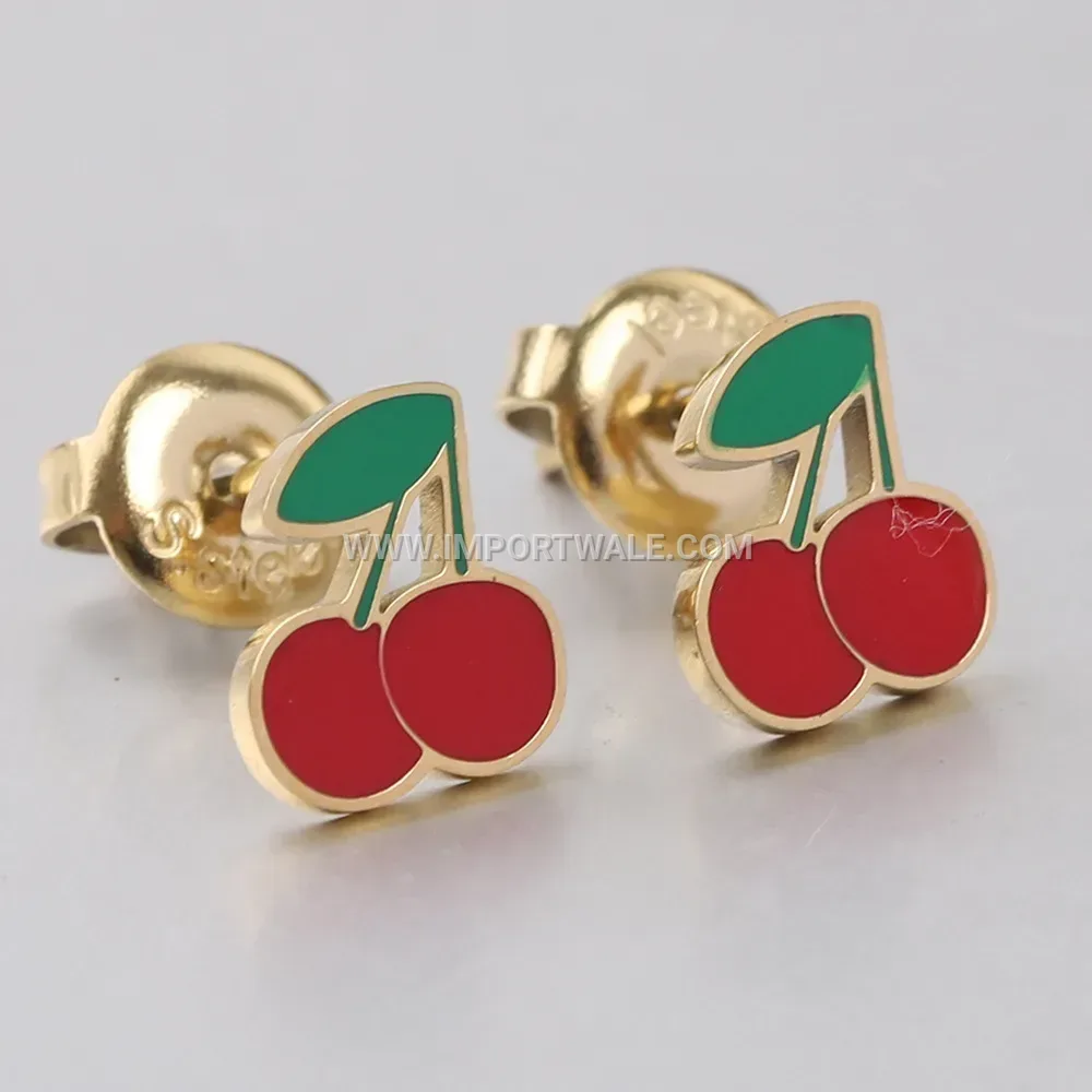Enamel Fruit and Heart Stainless Steel Earrings