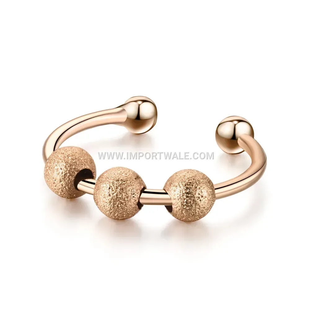 Adjustable Stainless Steel Spinner Ring with Pearl Beads