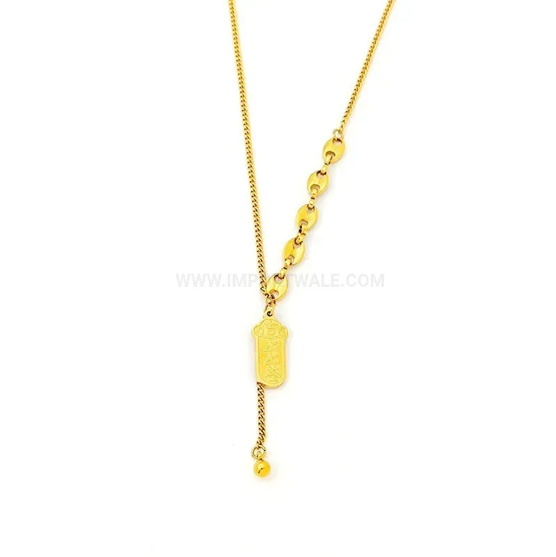 Chic Gold Plated Stainless Steel Pig Nose Tassel Charm Pendant Necklace