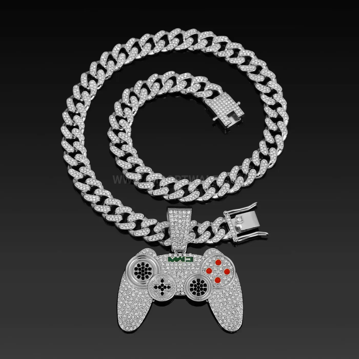 Iced Out Game Controller Pendant Retro Hip Hop Necklace