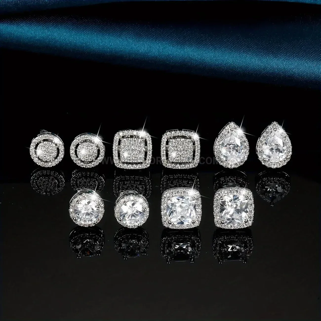 Fashion Stainless Steel Pave Cubic Zirconia Stud Earrings