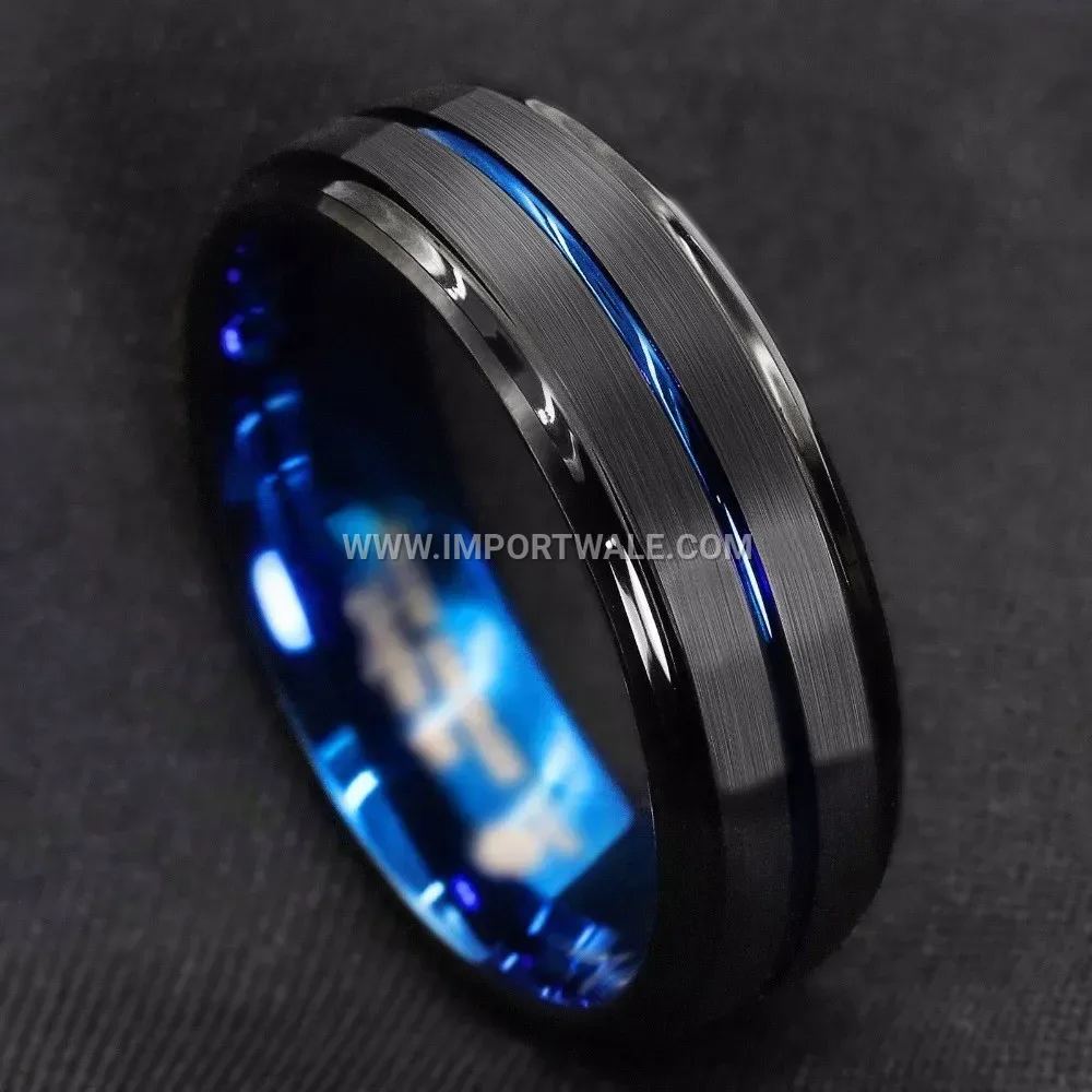 Two-Tone Beveled Stainless Steel Band Ring