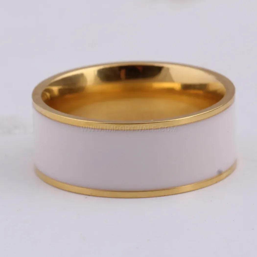 Premium White Epoxy Inlay 18K Gold Plated Stainless Steel Band