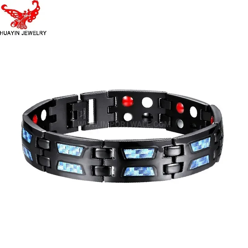 Stylish Men Carbon Fiber Titanium Steel Bio Bracelet