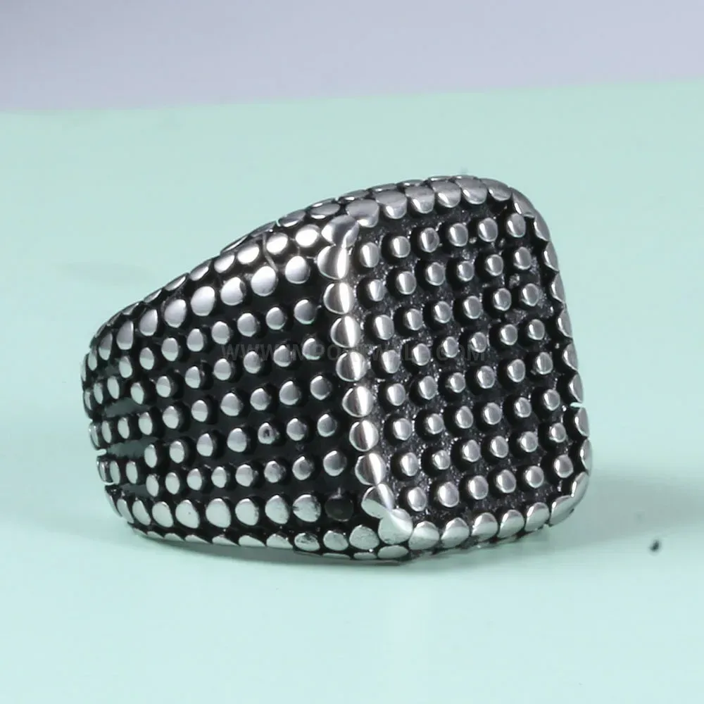 Designer Square Rivet Accent Stainless Steel Statement Band Ring
