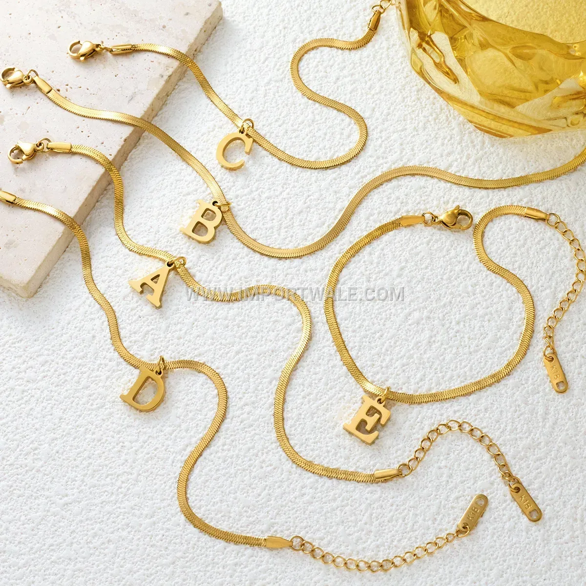 Stainless Steel Initial Letter Charm Premium Anklet Anti Tarnish
