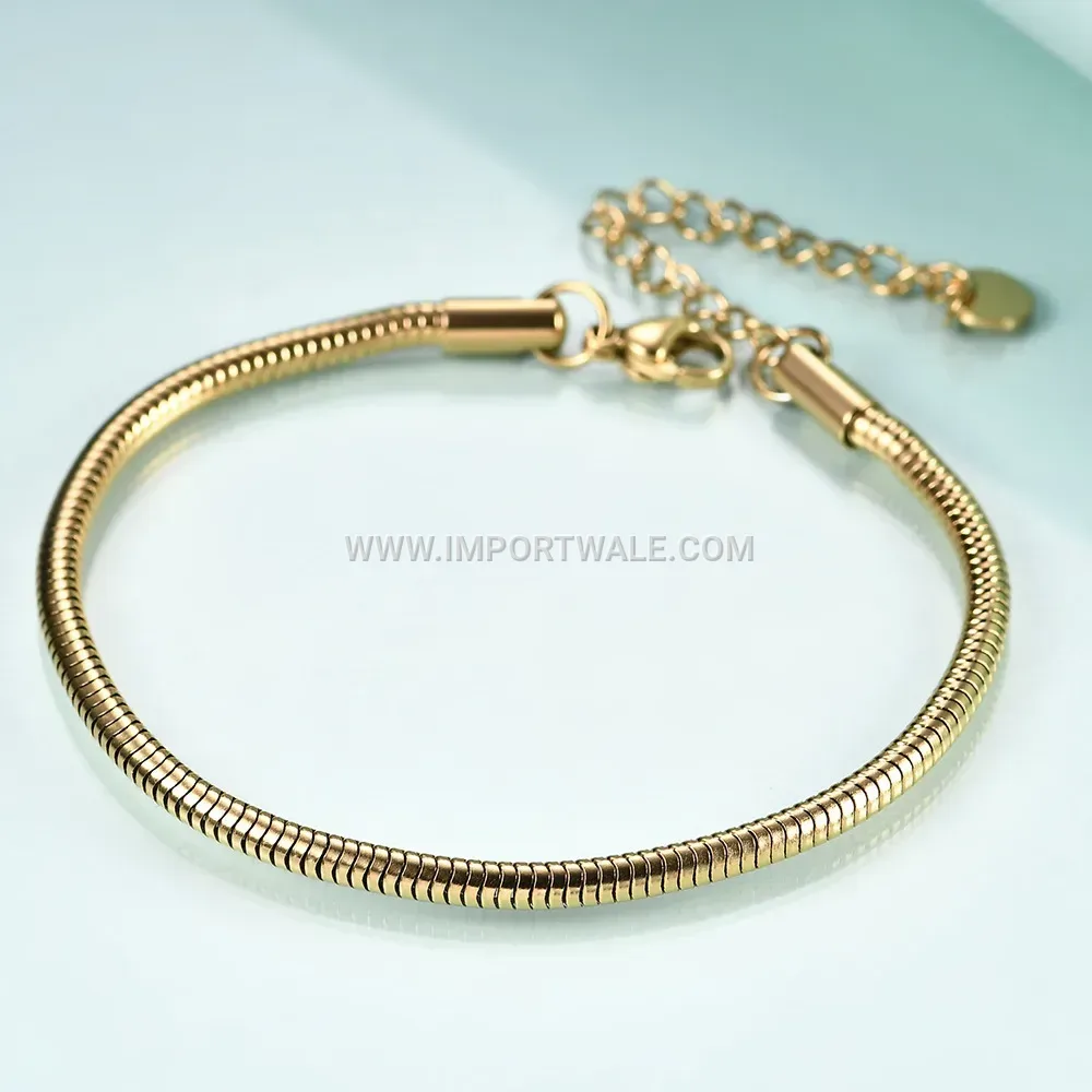 Minimalist 3mm Stainless Steel Round Snake Chain Bracelet