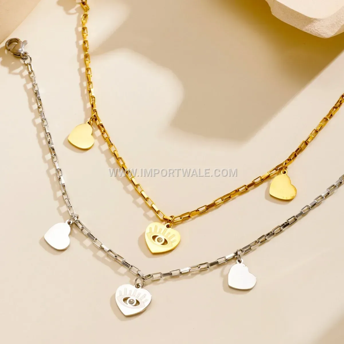 Minimalist Stainless Steel Heart Dangle Anklet Chain