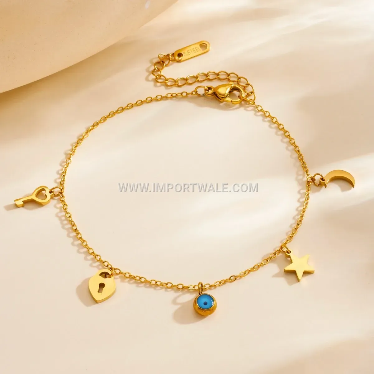 Heart Lock Pendant Stainless Steel Anklet