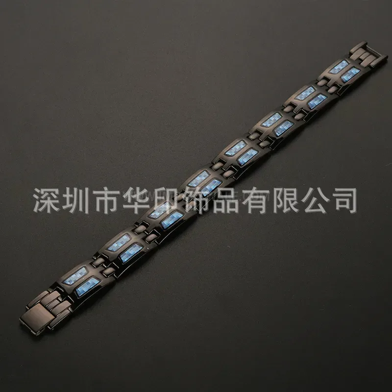 Stylish Men Carbon Fiber Titanium Steel Bio Bracelet