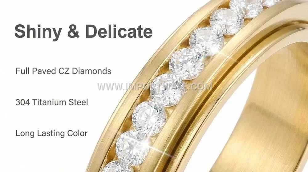 Rotating Stainless Steel Diamond Accent Band
