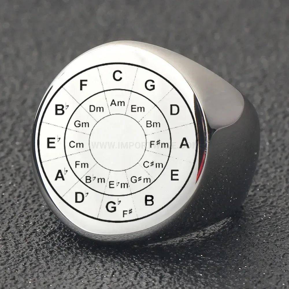Chic Laser Engraved Lettering Round Stainless Steel Signet Ring