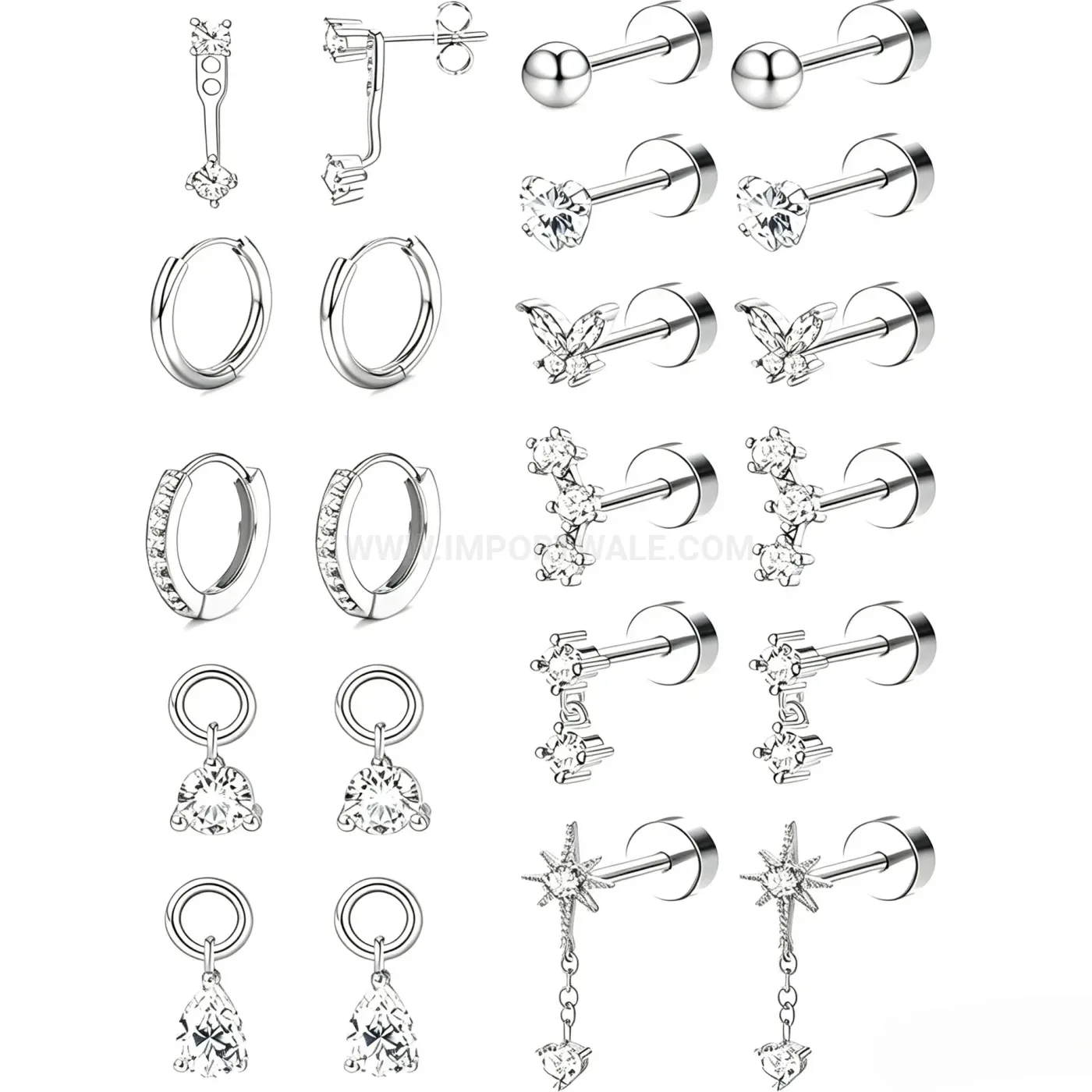 Classic Geometric Stainless Steel Body Piercing Stud Set