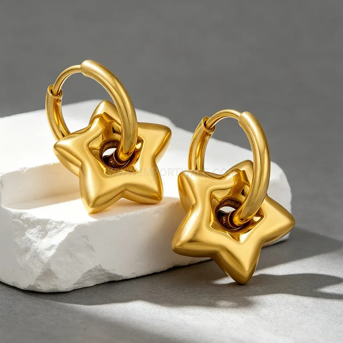 Star Pattern Stainless Steel Hoop Earrings