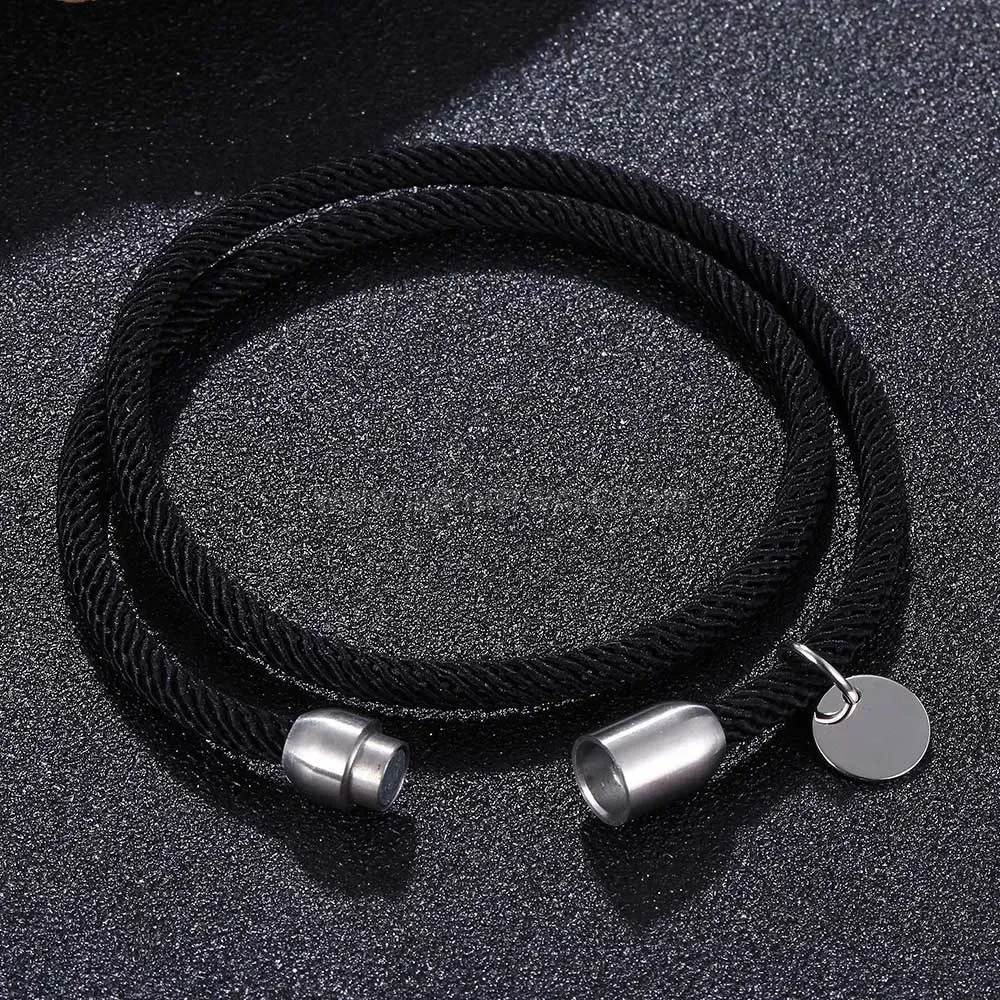 Double Wrap Cord Bracelet with Stainless Steel Magnetic Clasp