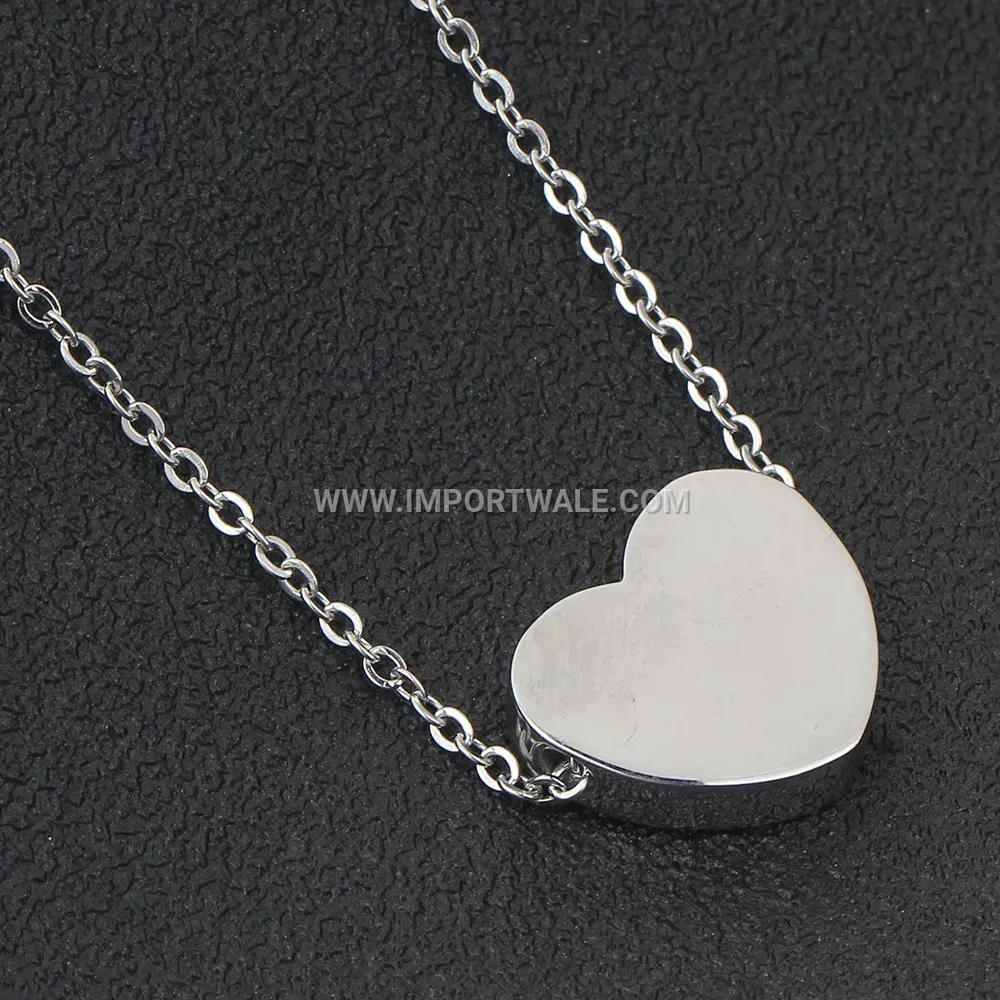 Silver Tone Stainless Steel Forever Love Heart Pendant Necklace