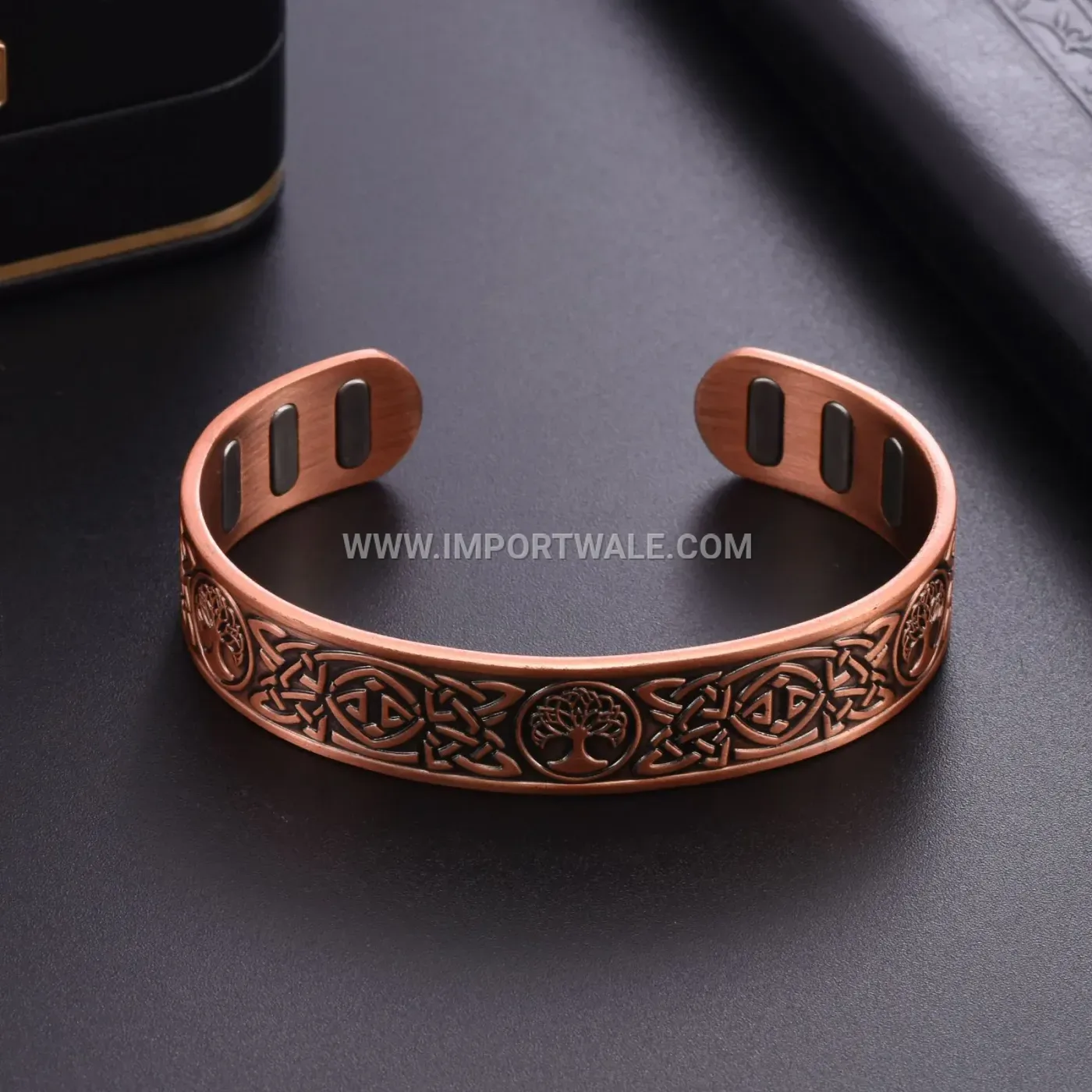 Celtic Sun Moon Tree Of Life Copper Magnetic Cuff Bracelet