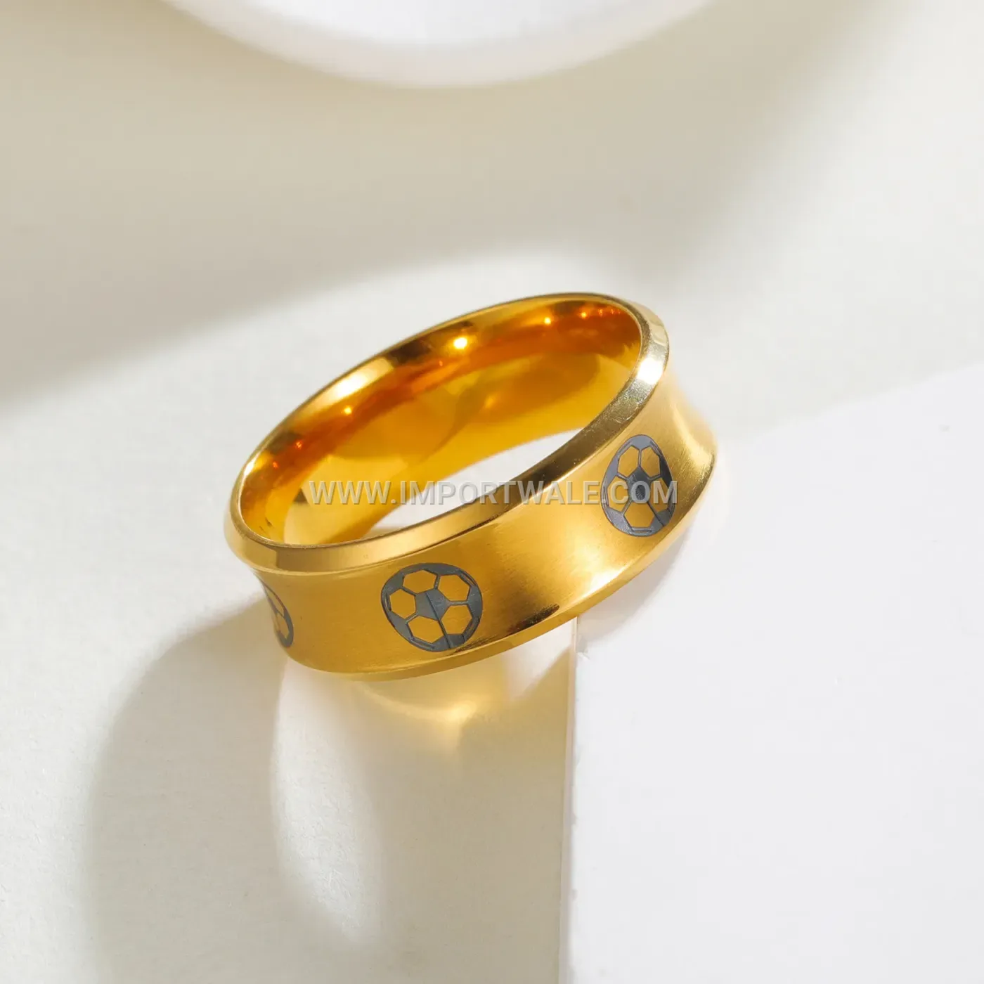 Engraved Geometric Stainless Steel Sport Ring