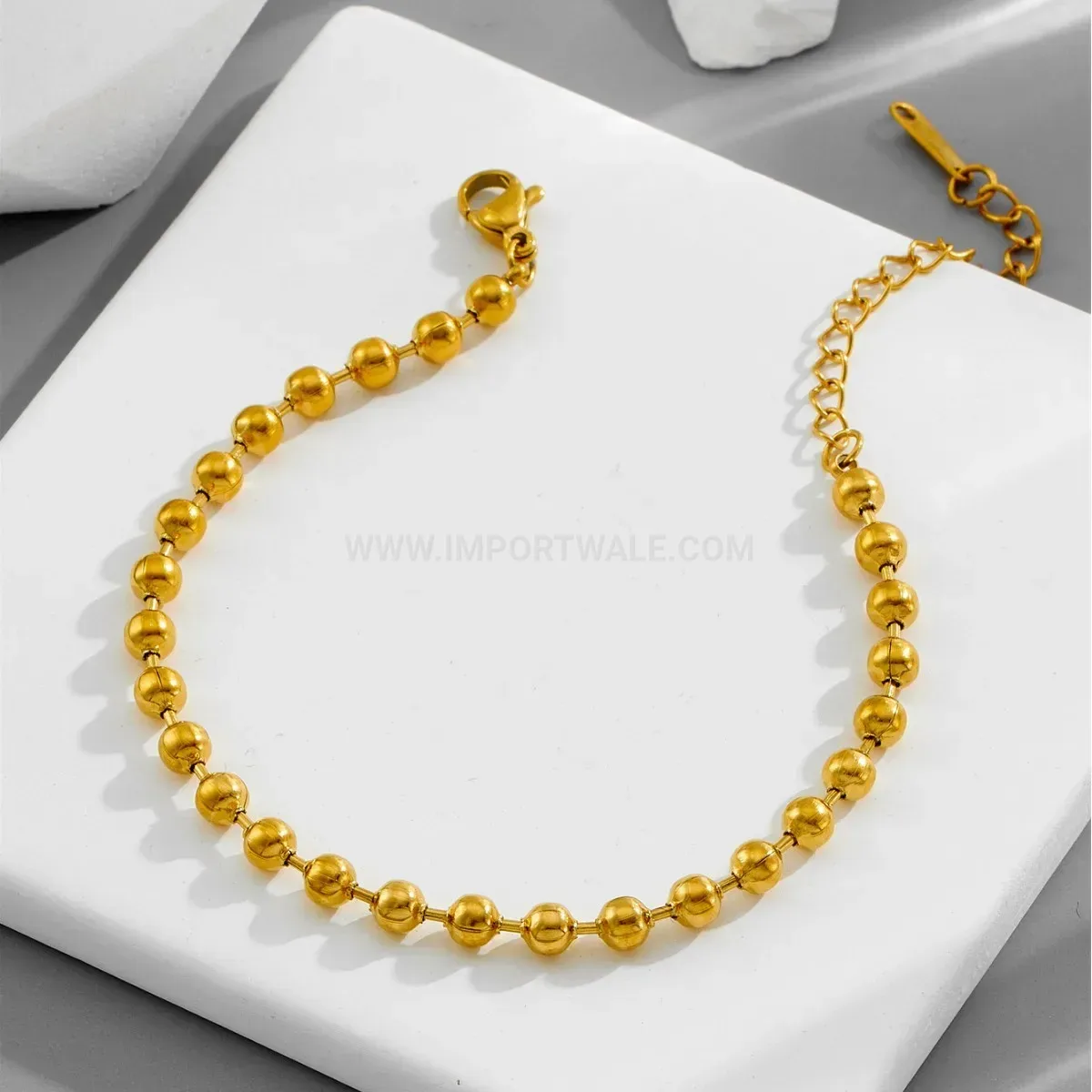 Modern Classic Gold Plated Titanium Steel Bead Bracelet