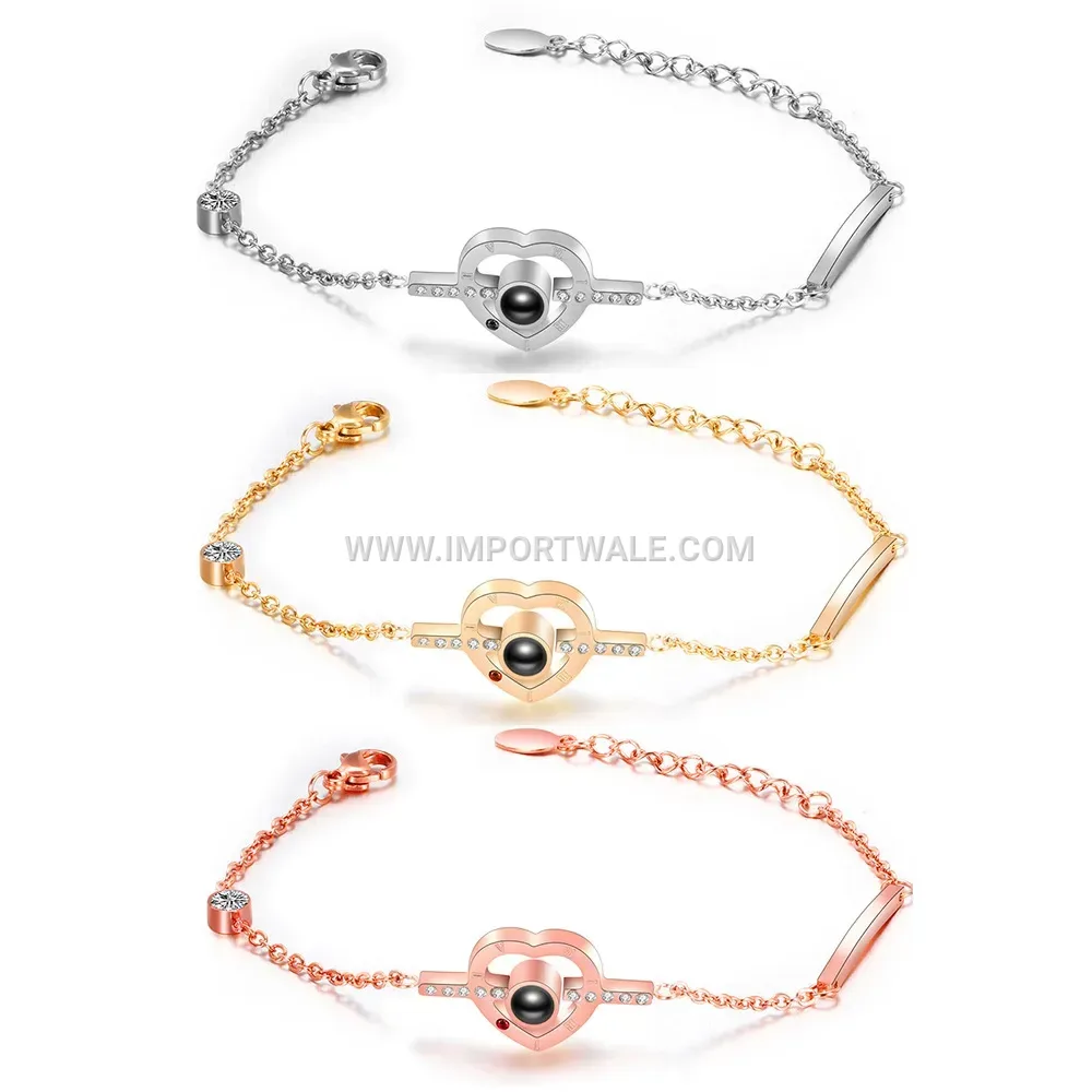 Stainless Steel Projection Pendant Charm Bracelet