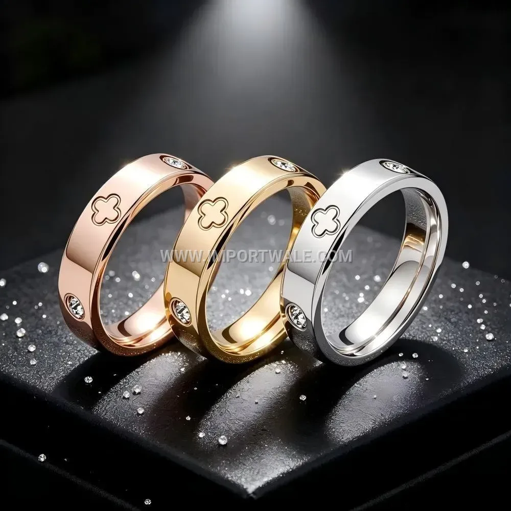 Gold Plated Stainless Steel Cubic Zirconia Engagement Ring