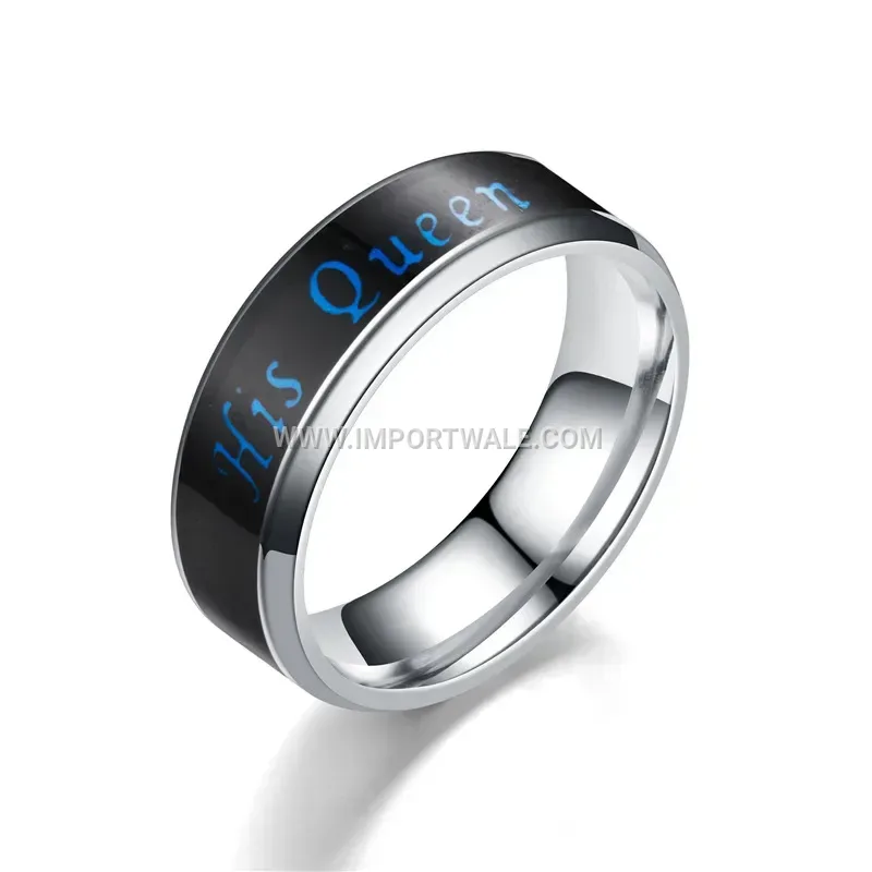 Temperature Sensitive Stainless Steel Couple Crown Ring