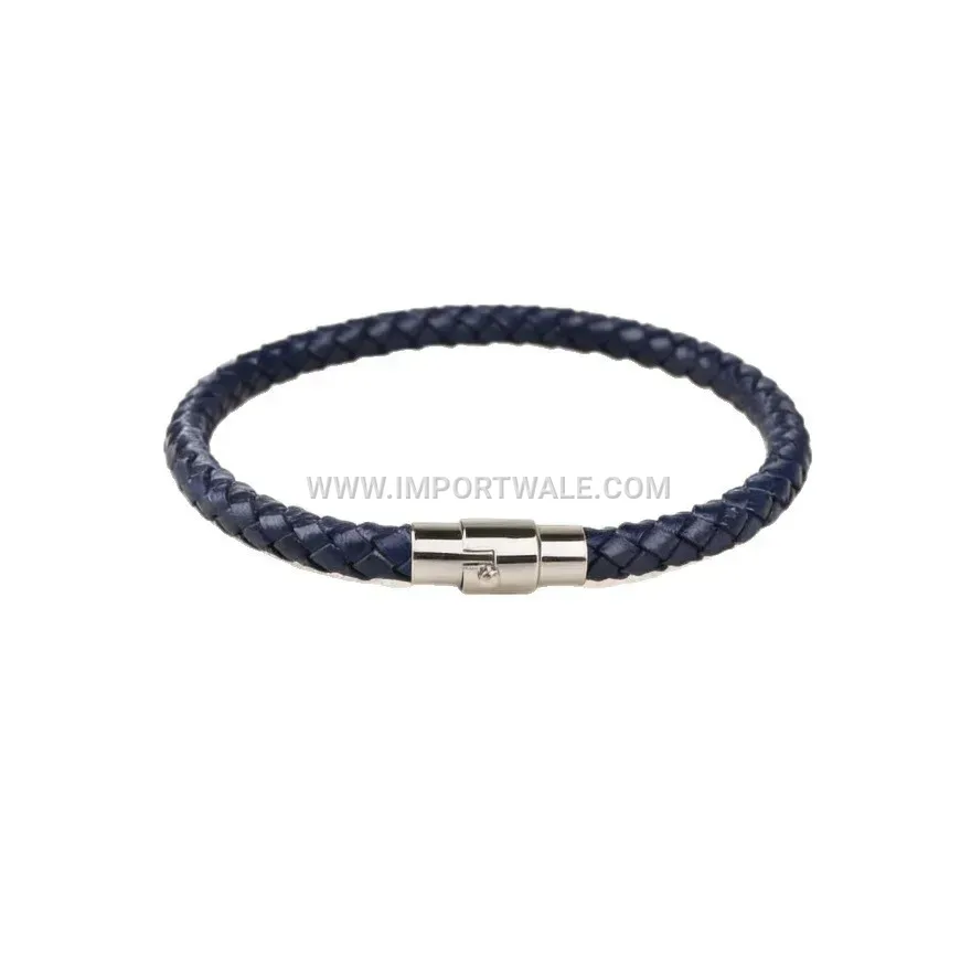 Minimalist Braided Faux Leather Magnetic Clasp Men Bracelet