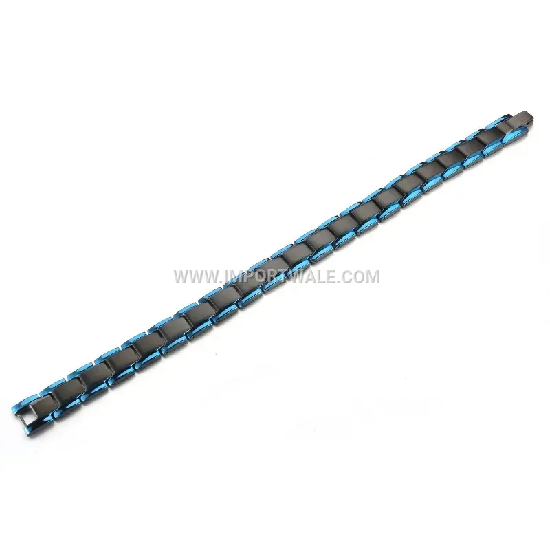 Black and Blue Two-Tone Titanium Steel Magnetic Link Bracelet