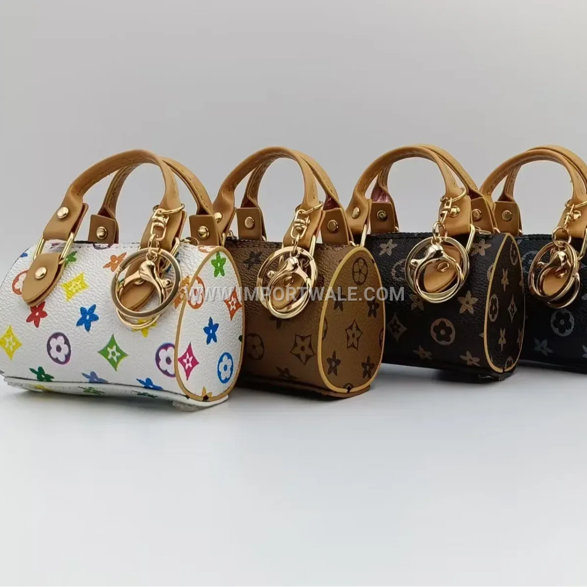 Mini Leather Pouch Bag Charm Keychain Accent