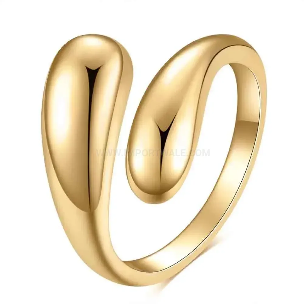 Designer Polished Irregular Geometric Open Stainless Steel Ring