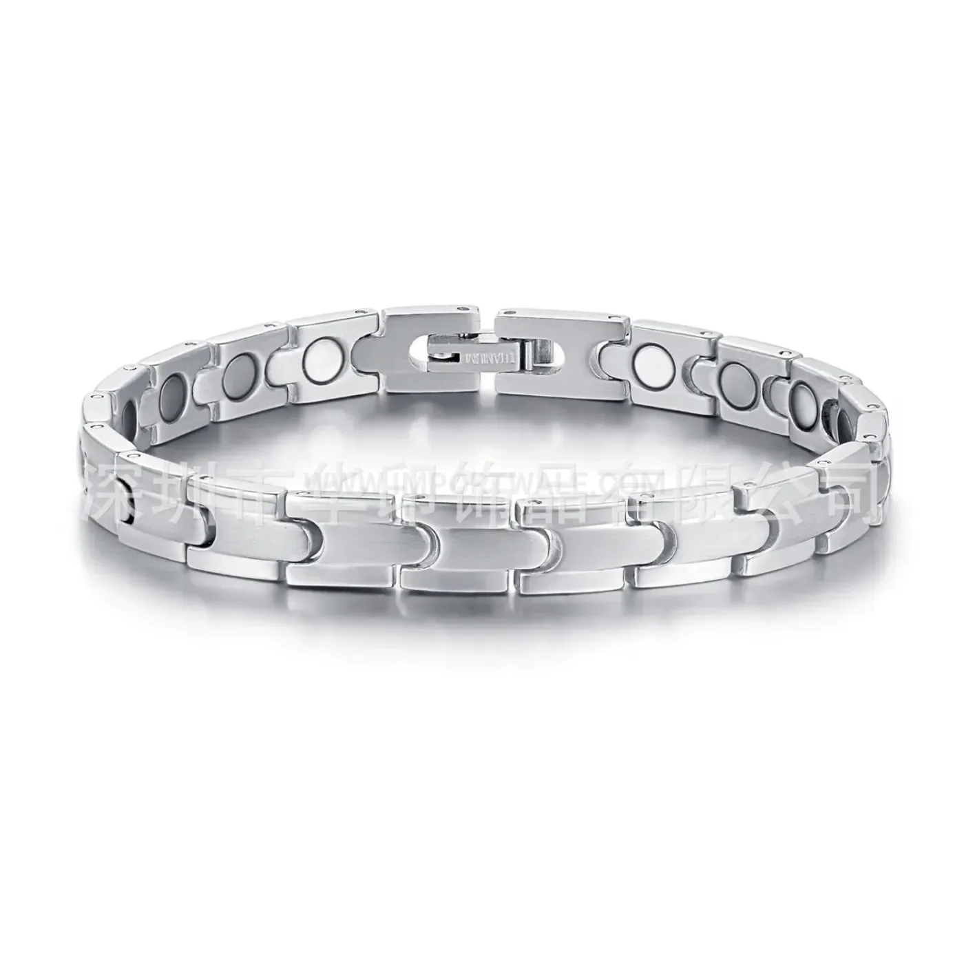 Designer Men's Wide Titanium Steel Bio Magnetic Link Bracelet