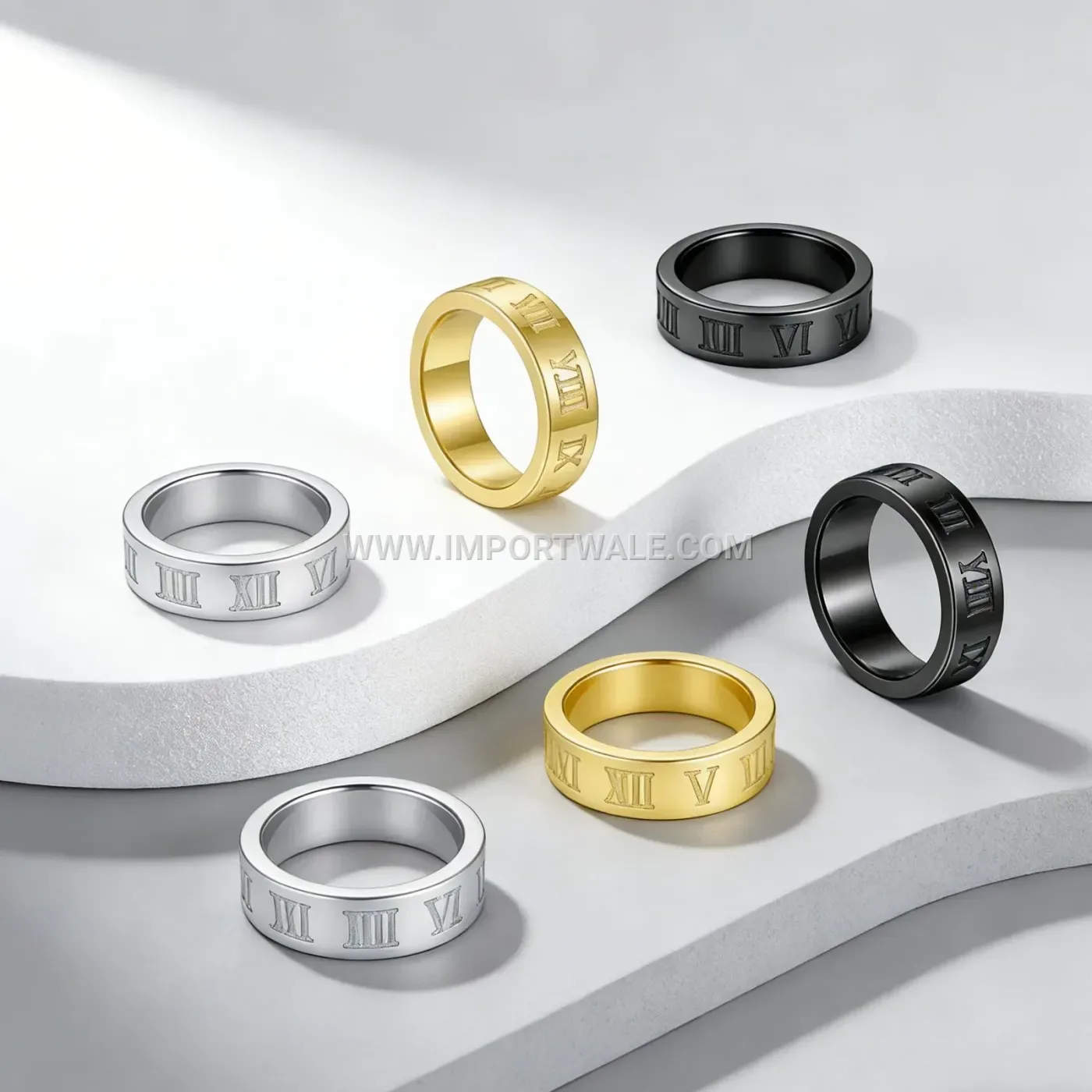 Spinning Stainless Steel Geometric Motif Spinner Band Ring