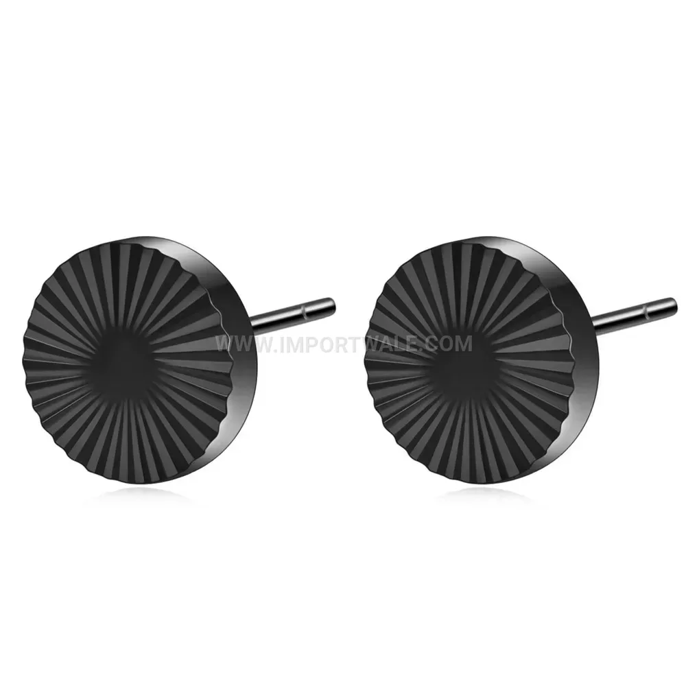 Sunburst Pattern Circular Stainless Steel Stud Earrings