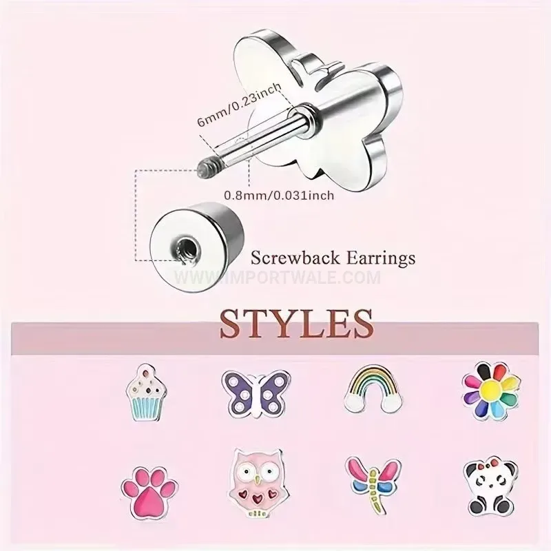 Elegant Vintage Titanium Steel Drip Oil Cartilage Earring Set
