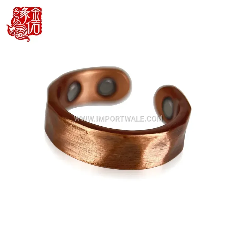 Hammered Pure Copper Quad Magnet Open Ring