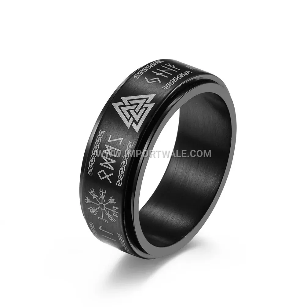 Rotatable Viking Rune Stainless Steel Spinner Ring