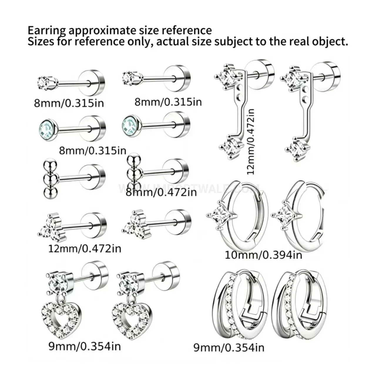 Fashion Stainless Steel Multi-Ear Piercing Stud Set