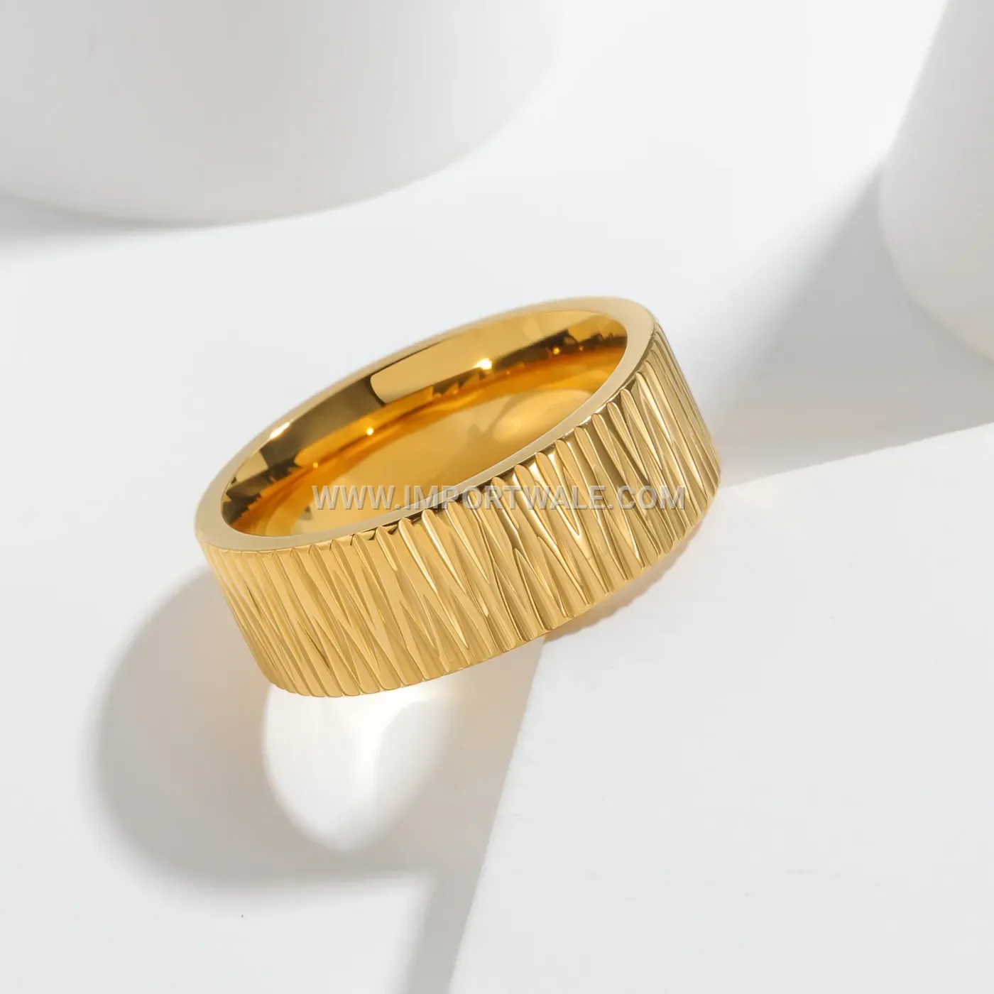 CNC Engraved Geometric 316L Stainless Steel Band Ring