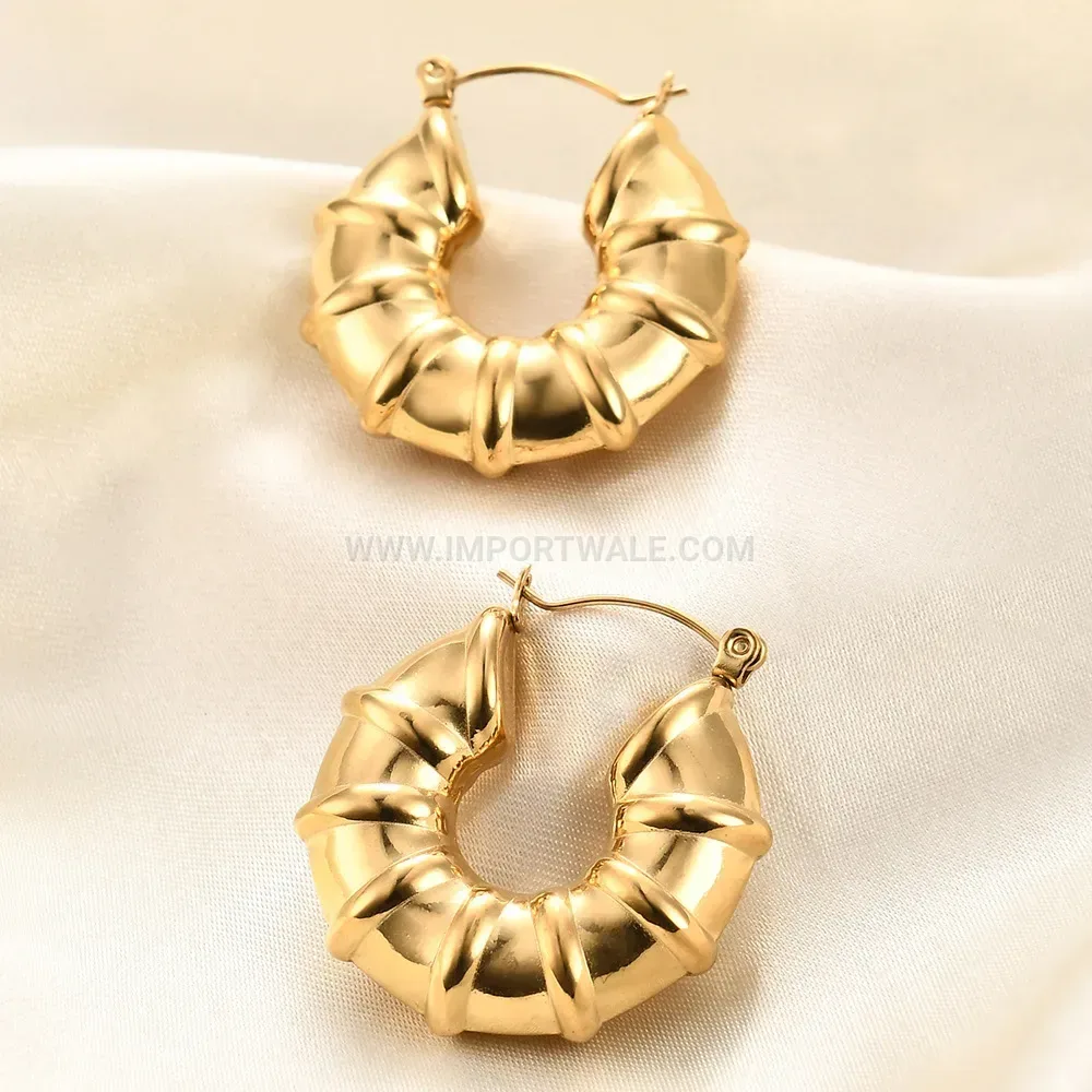 Retro Textured Geometric U-Shape Stainless Steel Earrings