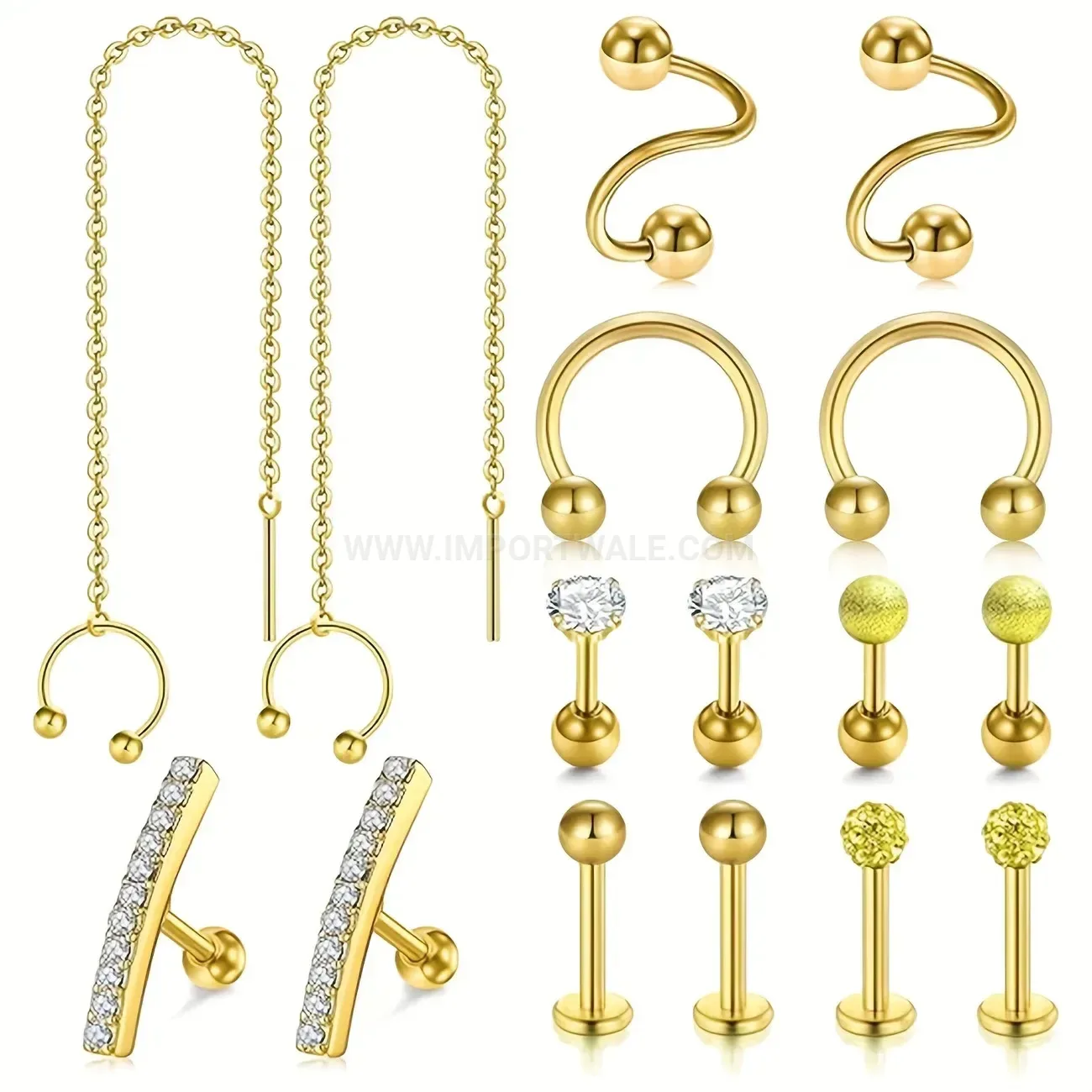 Stylish Minimalist Stainless Steel Curved Bar C-Shaped Piercing Jewelry Set