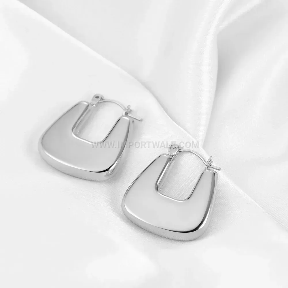 Chunky Hollow U Shaped Stainless Steel Hoop Earrings