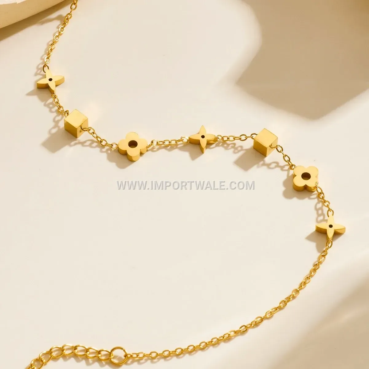 Minimalist Rhombus Charm Stainless Steel Anklet