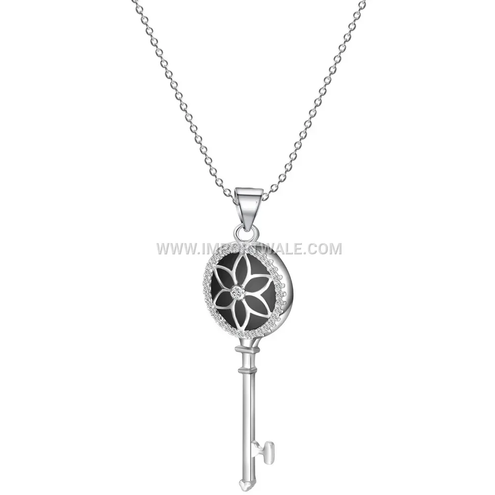 Rhinestone Key Pendant Stainless Steel Necklace for Women